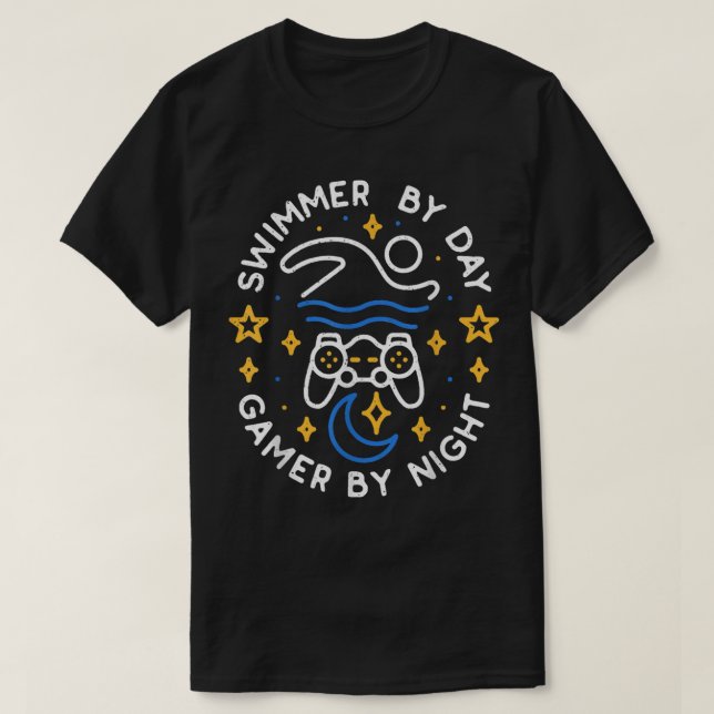 Schwimmen bei Day Gamer by Night Video Games und S T-Shirt (Design vorne)