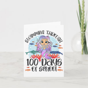 Schwimmen bis 100 Tage Schule - Meerjungfrau Karte