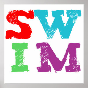 SCHWIMMEN-Buchstaben Poster
