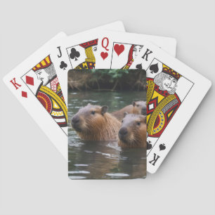 Schwimmen der Capybaras im Fluss, Spielkarten