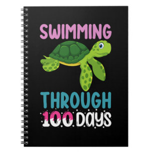 Schwimmen durch 100 Tage Schule Schildkröte Notizblock