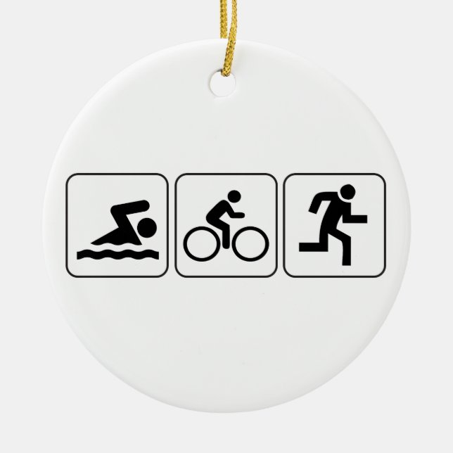 Schwimmen, Fahrrad, Lauf - Triathlon Keramikornament (Vorne)