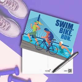 SCHWIMMEN. FAHRRAD. LAUFEN. TRIATHLON-Thema Postkarte