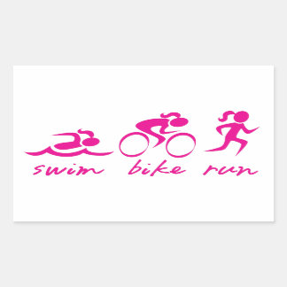 Schwimmen-Fahrrad Tri Laufmädchen Rechteckiger Aufkleber