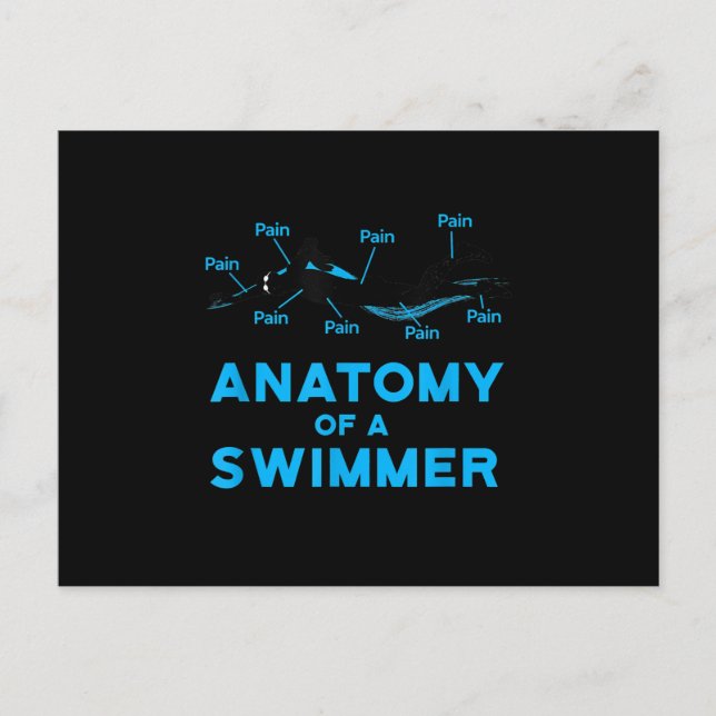 Schwimmen Fan gibt Anatomie eines Schwimmers Ankündigungspostkarte (Vorderseite)