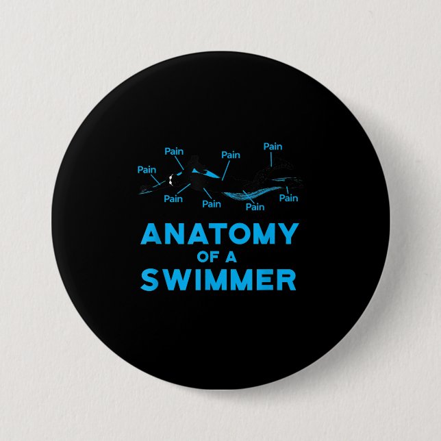 Schwimmen Fan gibt Anatomie eines Schwimmers Button (Vorderseite)