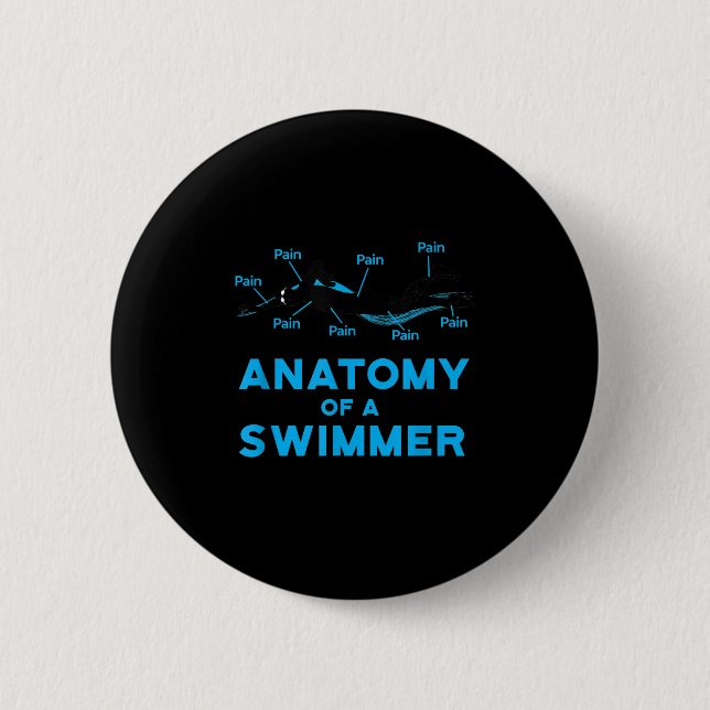 Schwimmen Fan gibt Anatomie eines Schwimmers Button (Vorderseite)