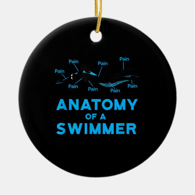 Schwimmen Fan gibt Anatomie eines Schwimmers Keramik Ornament (Vorne)