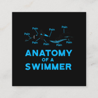 Schwimmen Fan gibt Anatomie eines Schwimmers Quadratische Visitenkarte