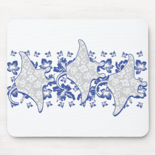 Schwimmen-Floral-Mantas Mousepad