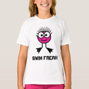 Schwimmen-Freak - rosa Schwimmen-Charakter T-Shirt