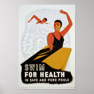 Schwimmen für Gesundheit in sicheren und reinen Be Poster