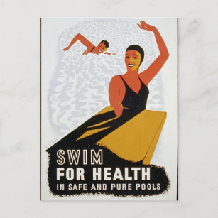 Schwimmen für Gesundheit in sicheren und reinen Be Postkarte