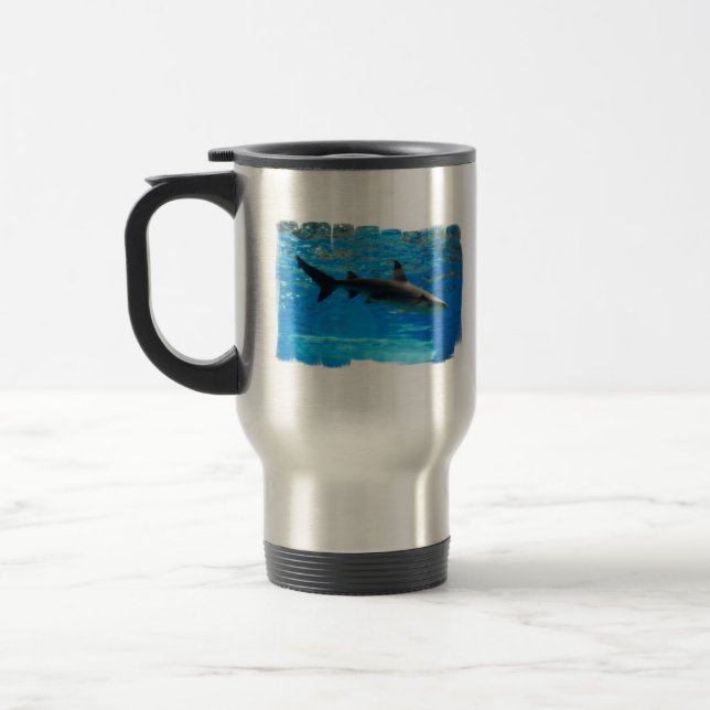 Schwimmen-Haifisch-Reise-Tasse Reisebecher (Links)