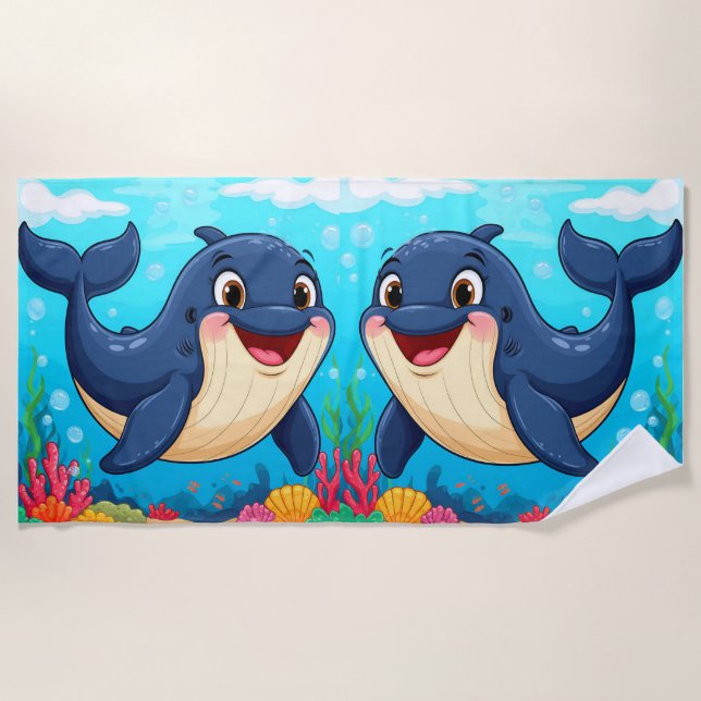 Schwimmen im Cartoon Strandtuch (Vorderseite)