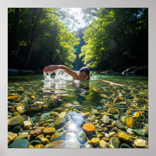 Schwimmen im klaren Wasser Poster (Vorne)