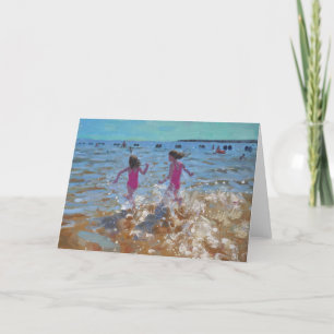 Schwimmen im Meer Clacton. 2014 Feiertagskarte