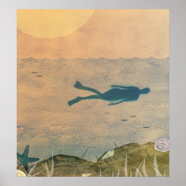 Schwimmen im Meer Poster (Vorne)