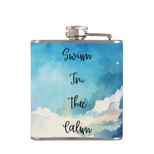 Schwimmen in der Ruhe Flachmann (Rückseite)