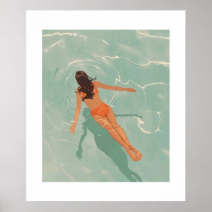 Schwimmen in klarem Blau Poster