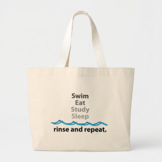 Schwimmen, isst, studiert, schläft… Spülen und Jumbo Stoffbeutel