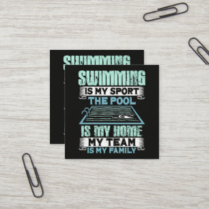 Schwimmen ist mein Sport Das Becken ist mein Zuhau Quadratische Visitenkarte