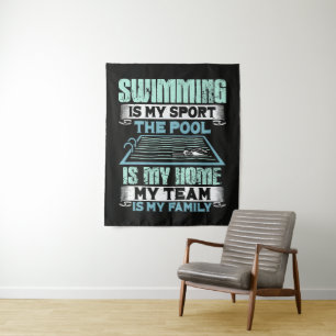 Schwimmen ist mein Sport Das Becken ist mein Zuhau Wandteppich