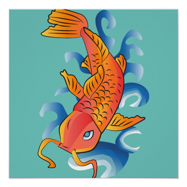 Schwimmen Koi Fish Illustration Poster (Vorderseite)