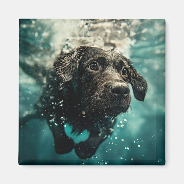 Schwimmen Labrador Puppy Underwater Design Magnet (Vorne)