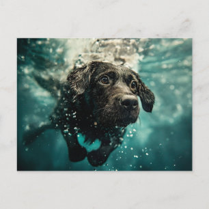 Schwimmen Labrador Puppy Underwater Design Postkarte