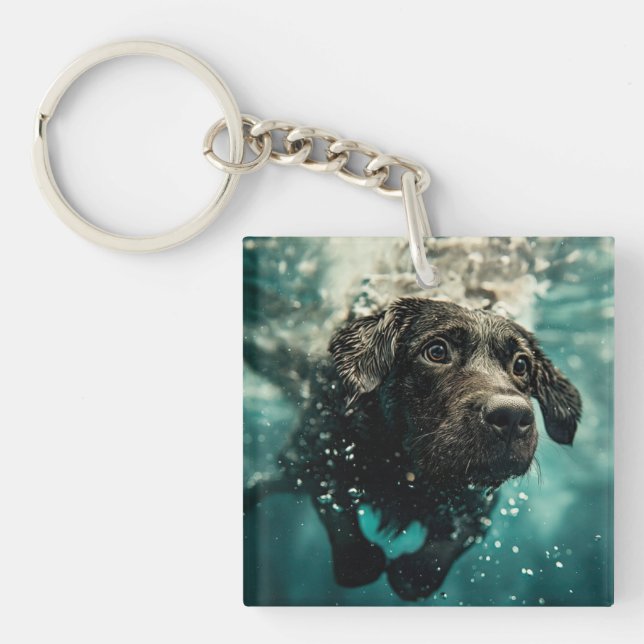 Schwimmen Labrador Puppy Underwater Design Schlüsselanhänger (Vorderseite)