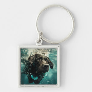 Schwimmen Labrador Puppy Underwater Design Schlüsselanhänger