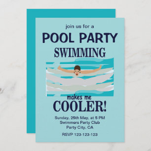 Schwimmen macht mich Cooler Party im Schwimmbad Einladung