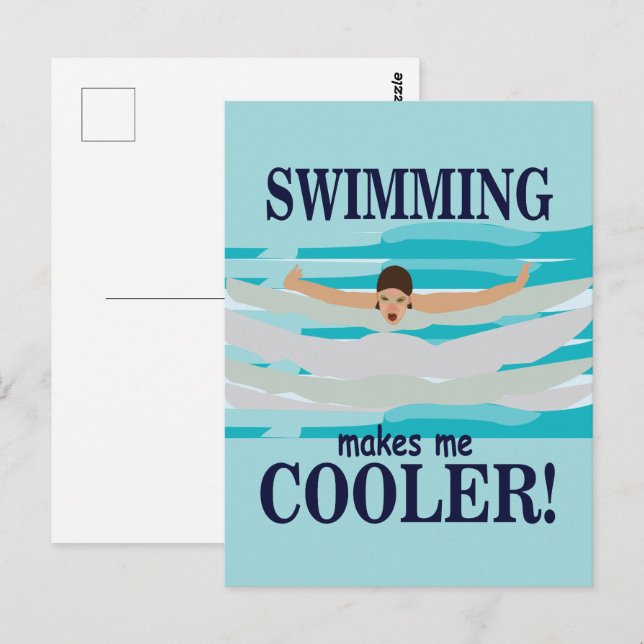 Schwimmen macht mich Cooler schwimmen Postkarte (Vorne/Hinten)