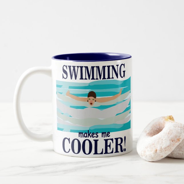 Schwimmen macht mich Cooler schwimmen Zweifarbige Tasse (Mit Donut)