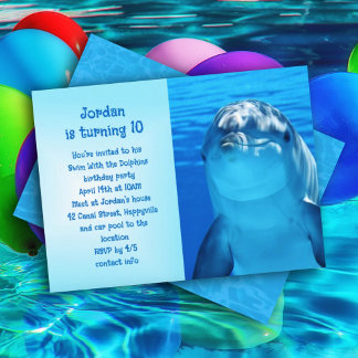 Schwimmen mit den Delphinen Kindergeburtstag Party Einladung