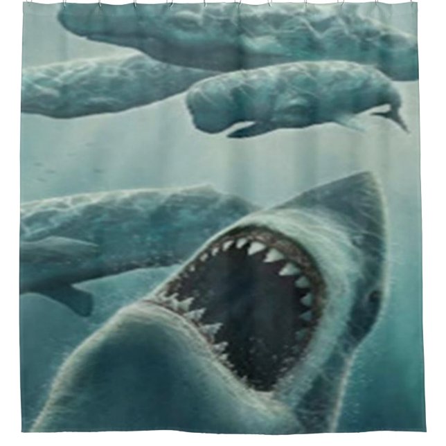SCHWIMMEN MIT DEN SCHARKEN DUSCHVORHANG (Vorderseite)