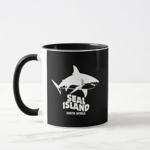Schwimmen mit großen, weißen Haien - Siegel Island Tasse
