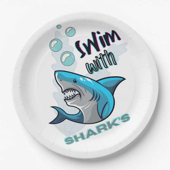 schwimmen mit Haien Pappteller (Vorderseite)