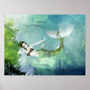 Schwimmen mit Lachs Print Poster