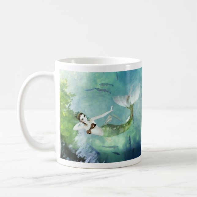Schwimmen mit Lachs-Tasse Kaffeetasse (Links)