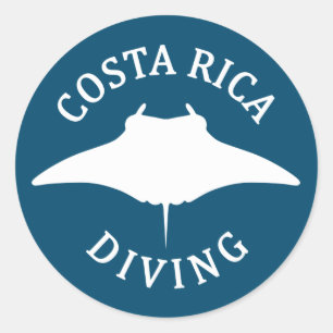 Schwimmen mit Manta Ray - Costa Rica Tauchen Runder Aufkleber