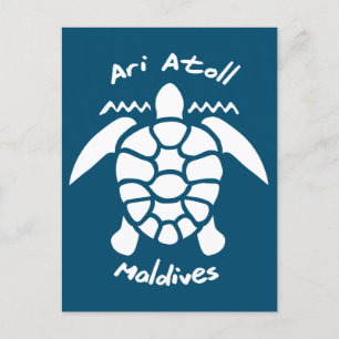Schwimmen mit Schildkröten auf den Malediven auf d Postkarte