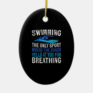 Schwimmen nur Sport, wo Coach Schwimmen Geschenke Keramik Ornament