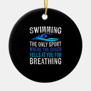 Schwimmen nur Sport, wo Coach Schwimmen Geschenke Keramik Ornament