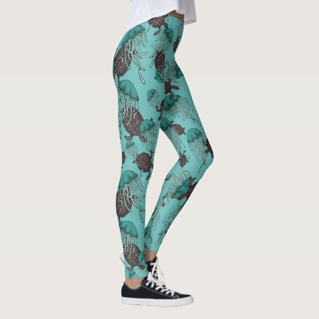Schwimmen Quallen & Meeresschildkröten Leggings (Rechts)