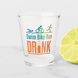 Schwimmen Radfahren Laufen Trinken Lustiger Triath Schnapsglas