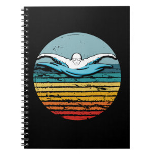 Schwimmen Retro Vintag Circle 80er Schwimmen Notizblock