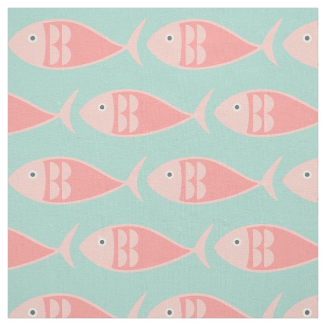 Schwimmen rosa Fischgewebe Stoff (Muster)