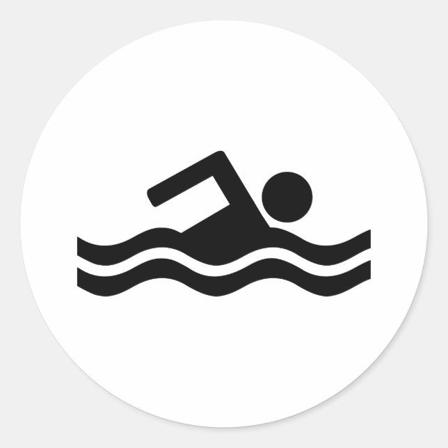 Schwimmen Runder Aufkleber (Vorderseite)